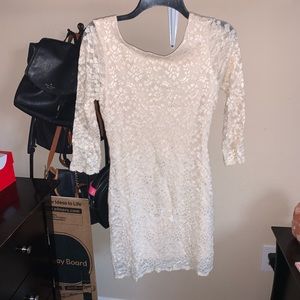 Cream Forever 21 Lacey Bodycon Dress